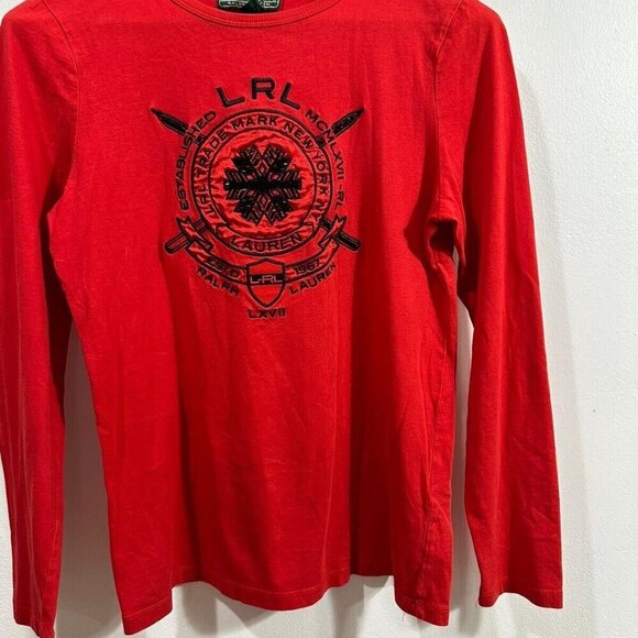 L-RL Lauren Active Crew Men's Red Sweater w Lauren Black Engraved‎ Crest Size S - Picture 1 of 9